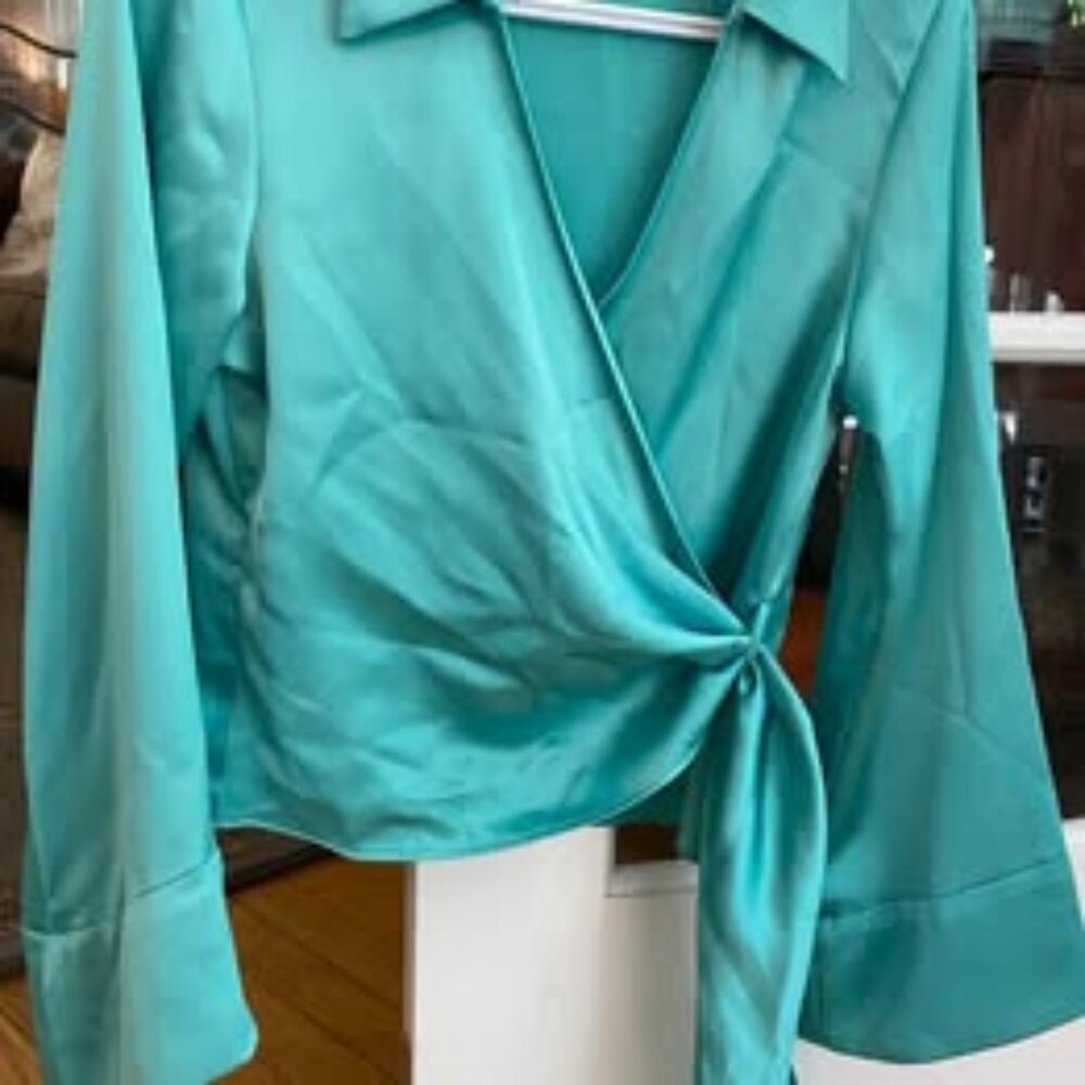 ZARA Satin Effect Wrap Blouse
